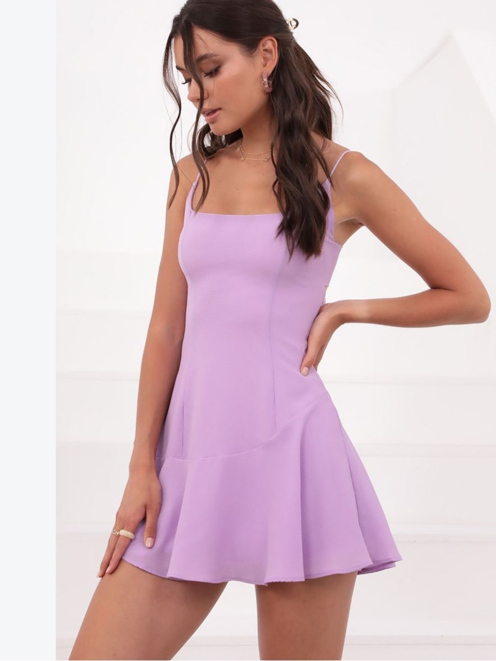 Lucy in the Sky Lilac Dress XS Homecoming Mixer Party Mini EUC Ruffle Hem